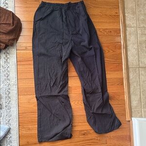 Zara Men's Relaxed Drawstring Pinstripe Pants - Black